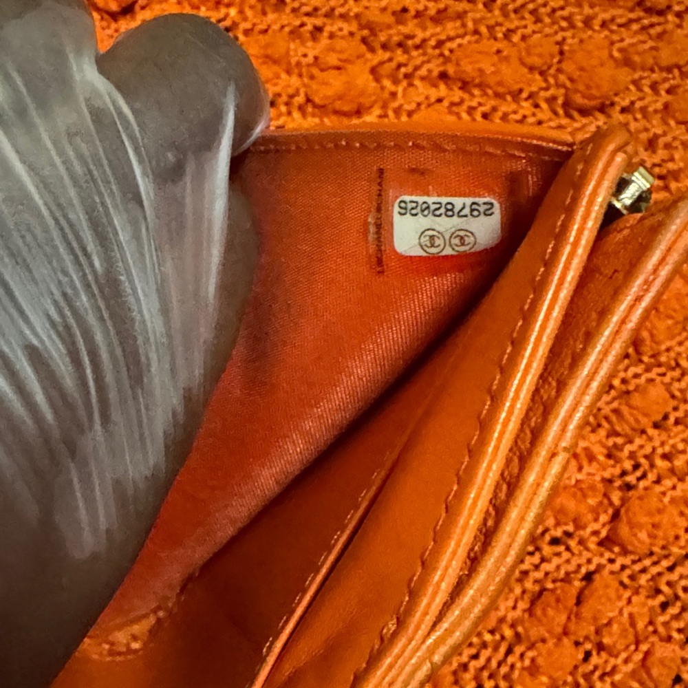 Chanel Gold Logo Orange Quilted Wallet - Picture 9 of 13